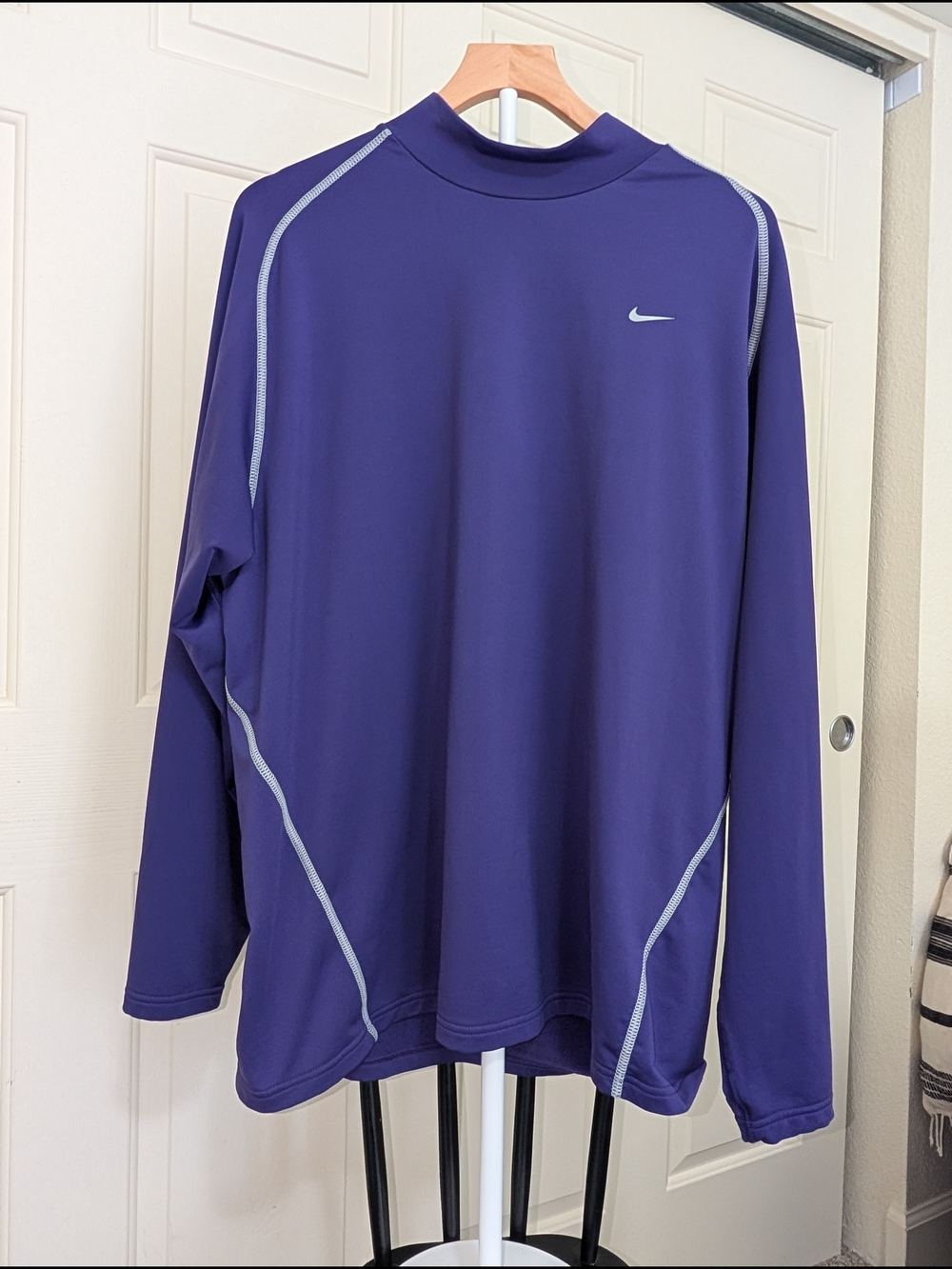 Vintage Y2K Nike Team Purple Mock Neck Contrast Stitching Top- Men's Large